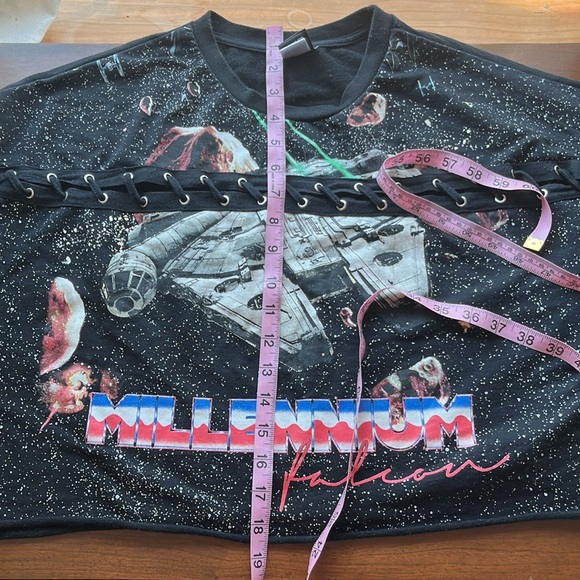 Star Wars Womens Cropped Sweatshirt Black Millenium Falcon Grommets. Size large - Picture 6 of 6